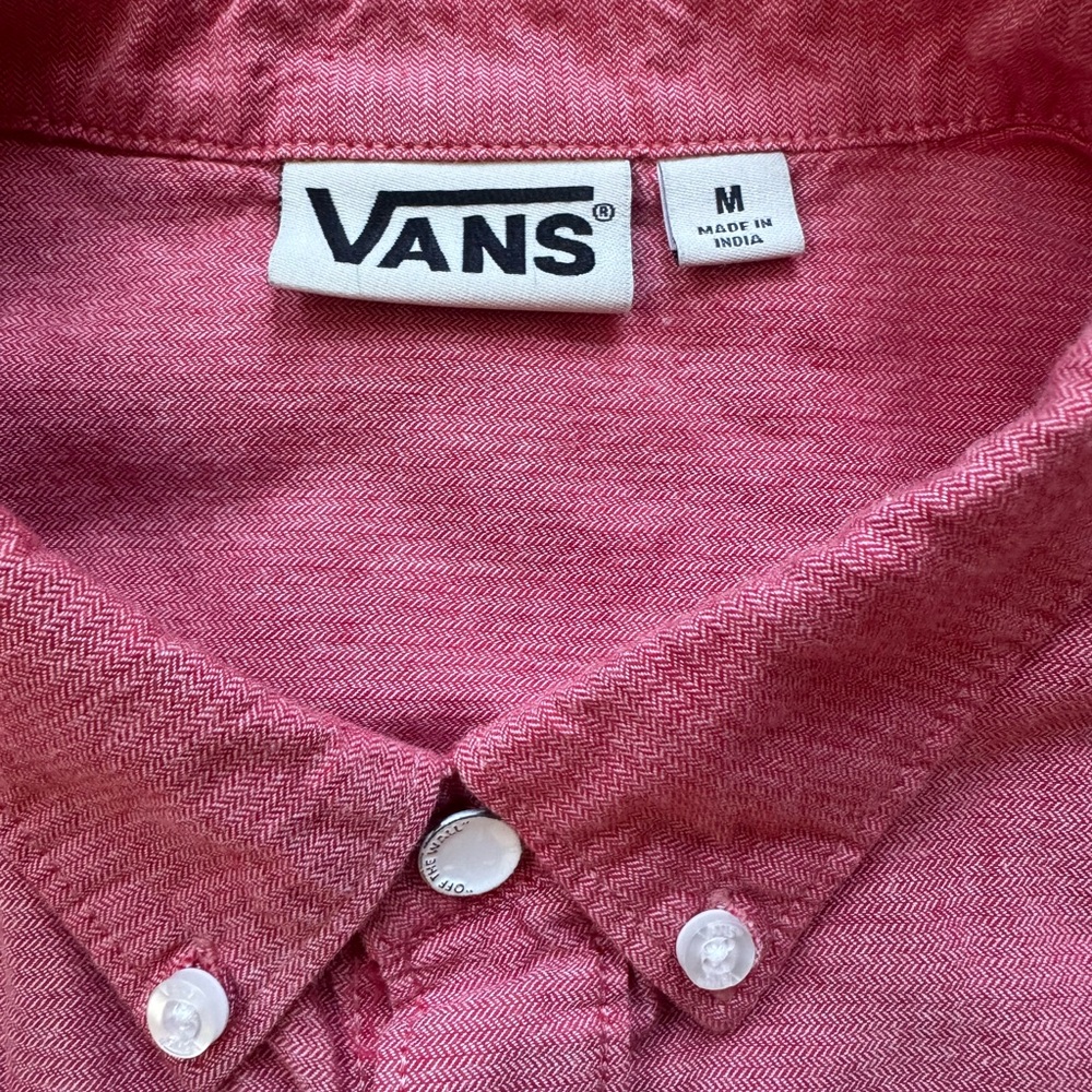 Vans Men's Casual Pink Button Down Shirt